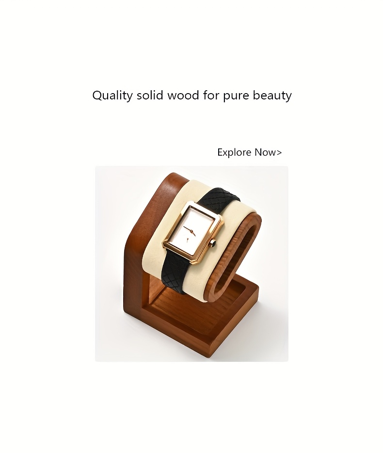 Oirlv Premium Leather/Microfiber Watch Display Stand Solid Wood Watch Counter Window Watch Display Watch Display Props, Suitable for Desktop Counter Watch Display, Is Also The Best Choice for Gifts