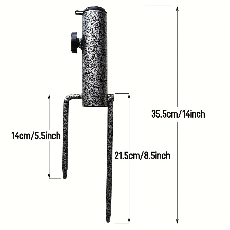 Image of 1pc Heavy Duty Adjustable Holder Bracket - Sturdy Spiral Ground Anchor For Flags, Umbrellas, Fishing Rods, For And Beach Use, Suitable For Soil And Lawn, Portable, Weather Resistant, .