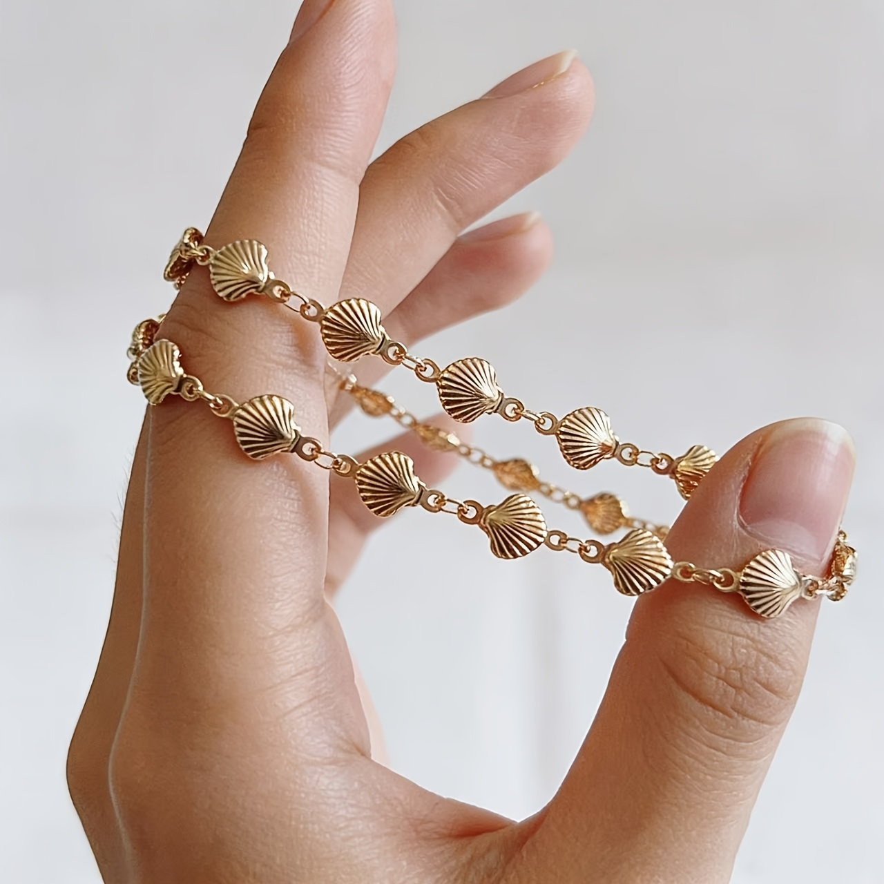 100cm 18K Golden Plated Shell-shaped Chain for DIY Jewellery