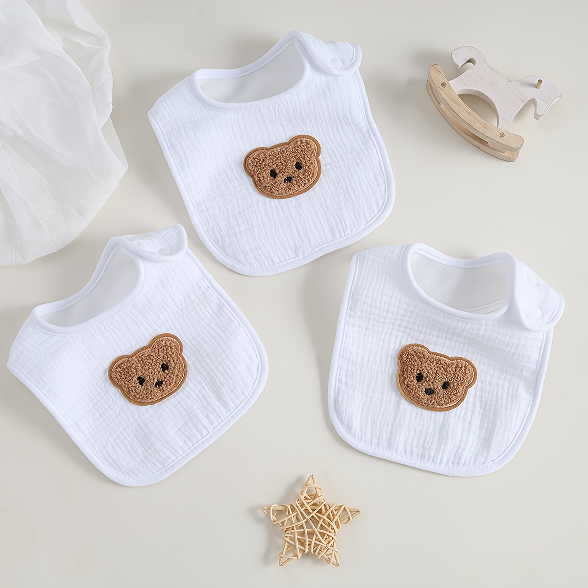 3-pack Bibs For Newborns | Unisex, Breathable, Comfortable, Non, Snap Closure