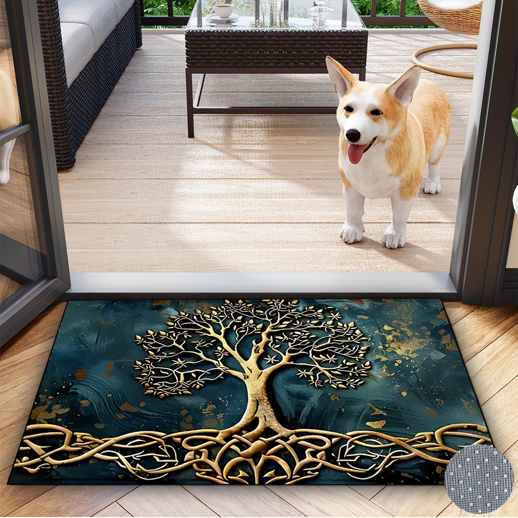 TEMU Tappeto Zerbino di con Motivo Albero della Vita, Tessuto in Velluto di , Retro, 1000G/M簡, Tappeto Rettangolare Antiscivolo Lavabile per Casa,
