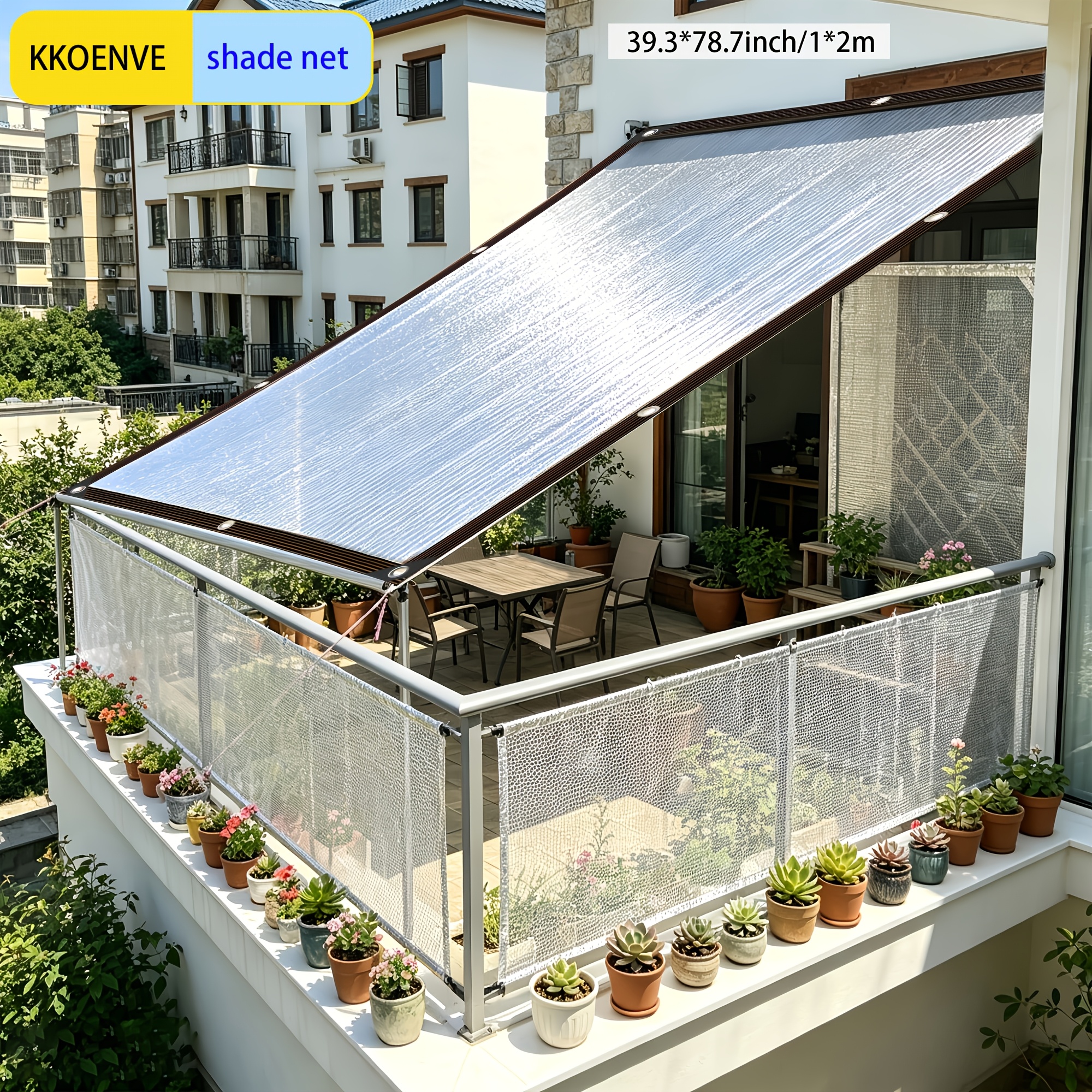TEMU Aluminiumfolien-Schattennetz, Isoliernetz, Schattennetz für , Außenbereich, Balkon, Blumenanpflanzung, Aluminiumfolien-Netz, Schattennetz