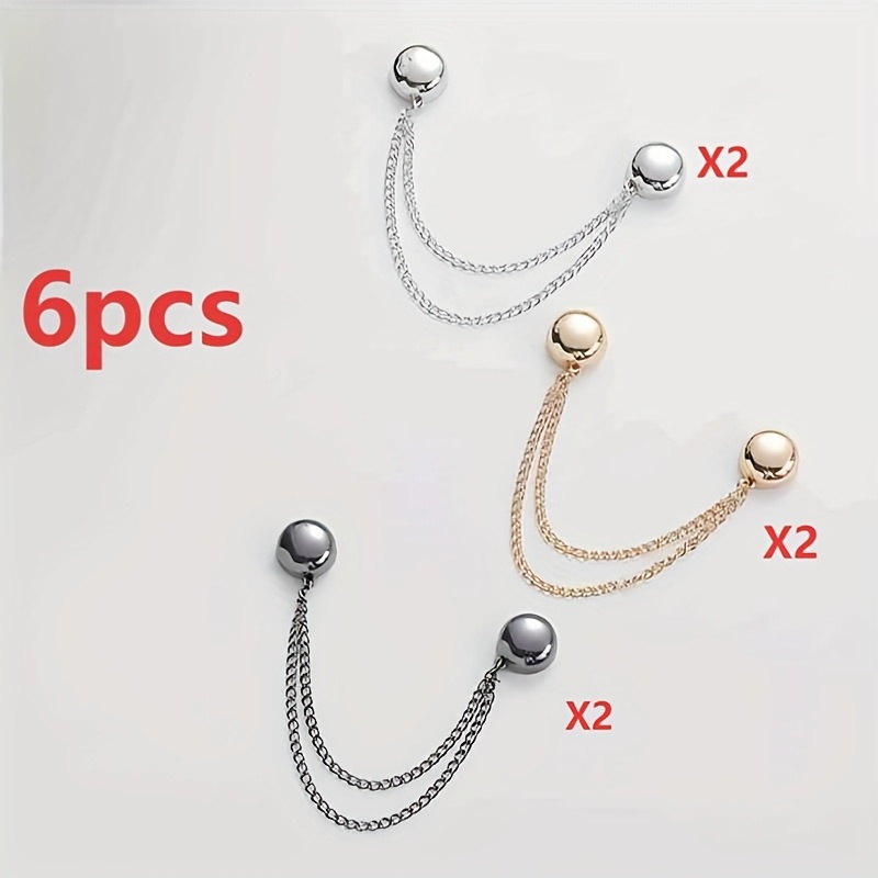 E-shop 6 Stück Magnetische Kleiderclips für Damen – Verstellbares Ketten-Design, Kugeldekorationen/Geeignet für Hemden/Ärmel/Kleider/Hosen – Sofortige
