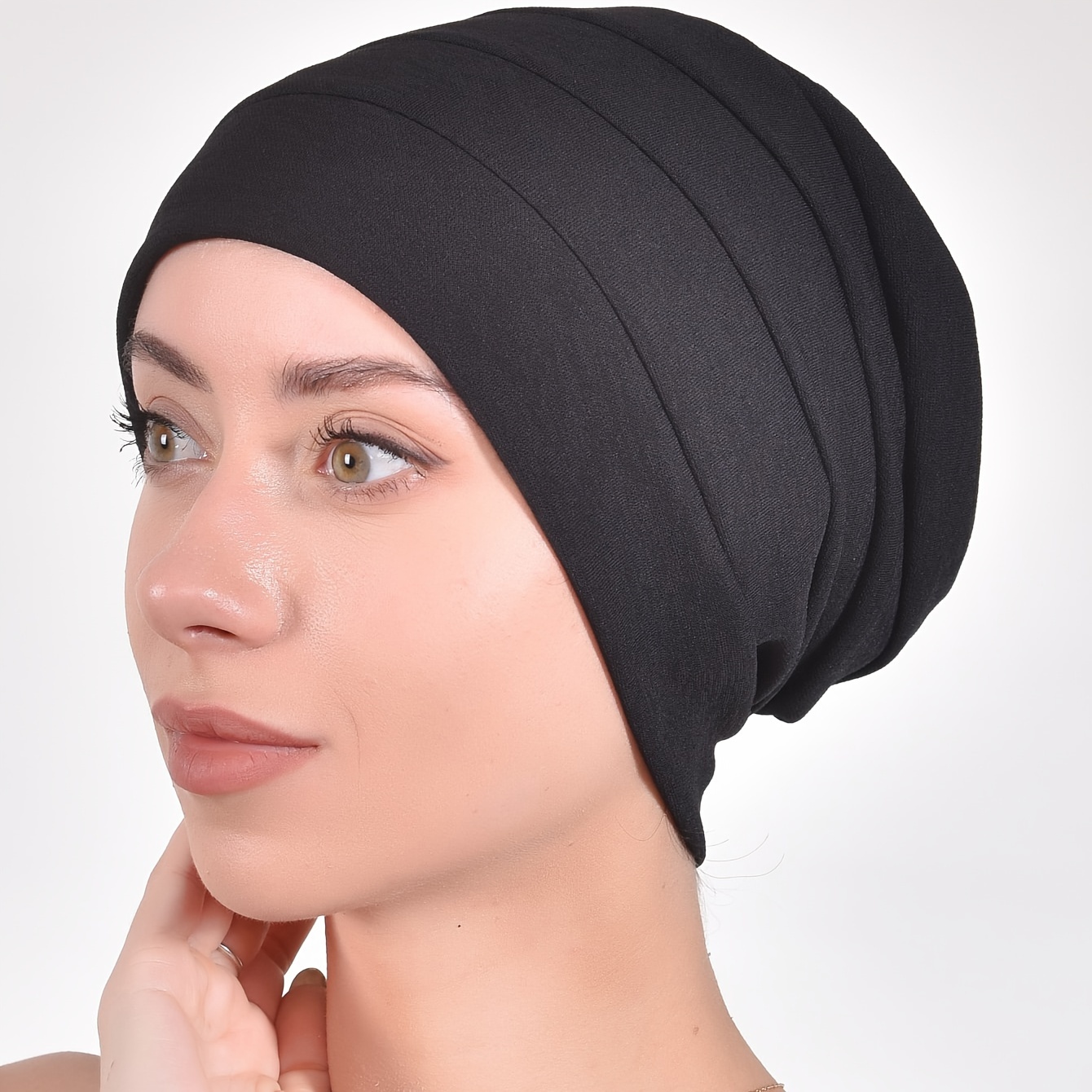 TEMU Stilvoller Plissierter Turban-Kopftuch - Weich, Atmungsaktiv, Dehnbarer Polyesterstoff für Bequeme Passform - für Ramadan, Freizeitkleidung und