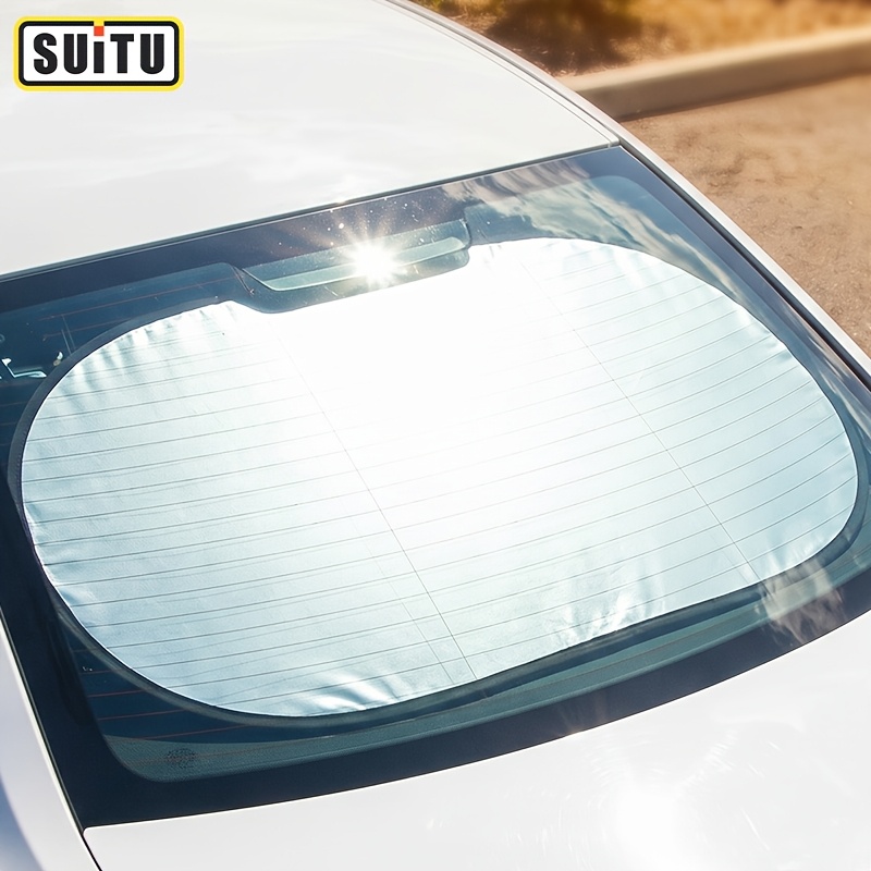TEMU New Automotive Rear Window Sunshade - Thickened Design With Built-in Suction Cups; Provides Powerful Heat Insulation And Sun Protection While