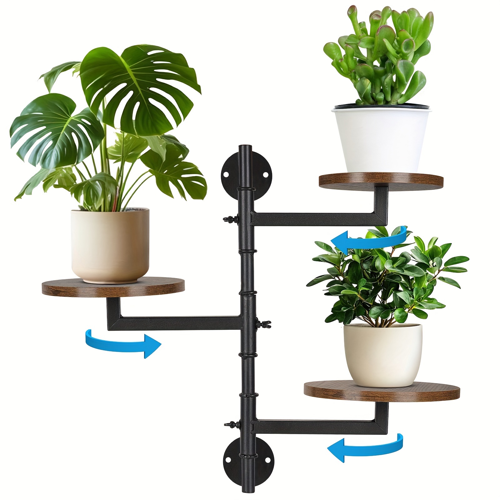 

Wooden Rotatable Window Plant Stand, 3 Tier Wall Plant Stand, Rotating Plant Stand, Mid-century Plant Stand For Indoor And Outdoor Decoration (black)