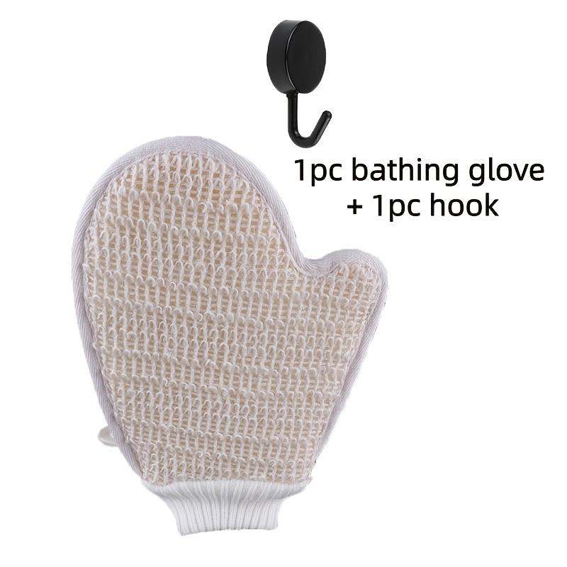 TEMU 1pc Bathing Glove + 1pc Hook, Body Scrubbing Towel, Towel Glove Bathing Glove, Double-sided Scrubbing Towel For Household Cleaning