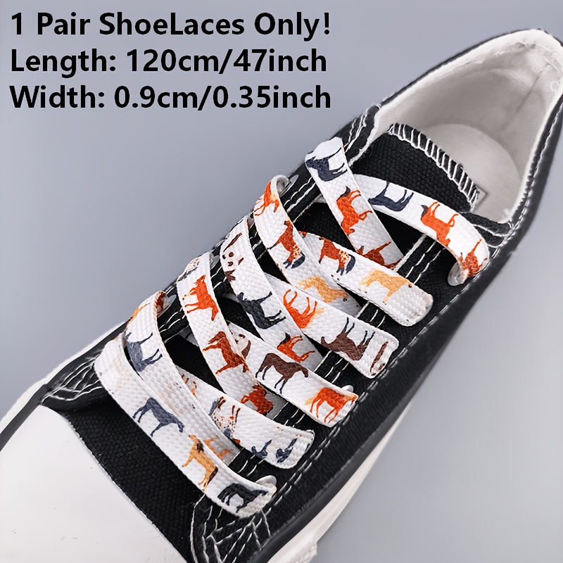 TEMU 1 Pair Many Horse Printed Shoelaces, High-elastic Replaceable Shoelaces, Suitable For Canvas Shoes, Sneakers, Skates, Etc, Without Battery