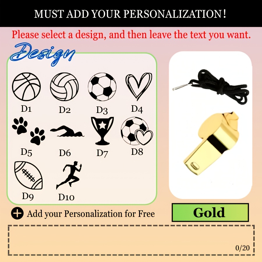 TEMU Custom Stainless Steel Whistle, Personalized Name Whistle, With Lanyard, Whistle Keychain, Durable , Suitable For