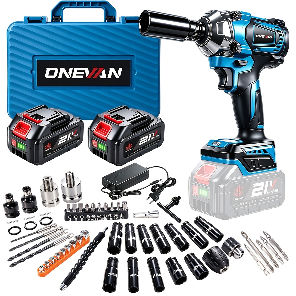Image of 1200n.m Brushless Cordless Impact Wrench, 1/2 Inch Four-speed Adjustable Impact Wrench, Compatible With Onevan Batteries, Tool Suitable For Car Repair And Scaffold Assembly, For Your Husband