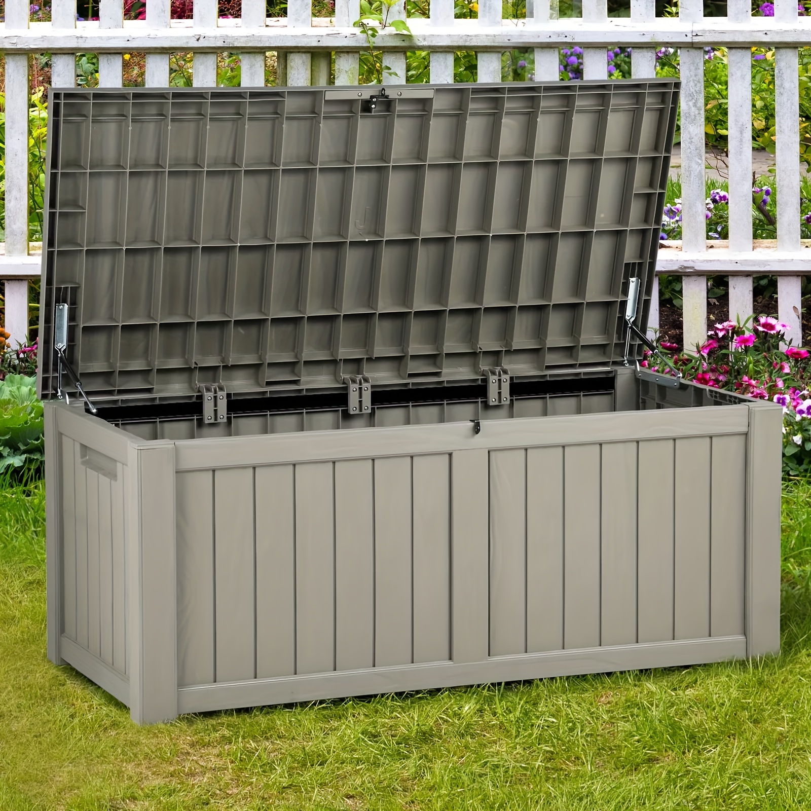 

Quoyad 120 Gallon Resin Patio Deck Box Outdoor Storage Container Waterproof Garden Box