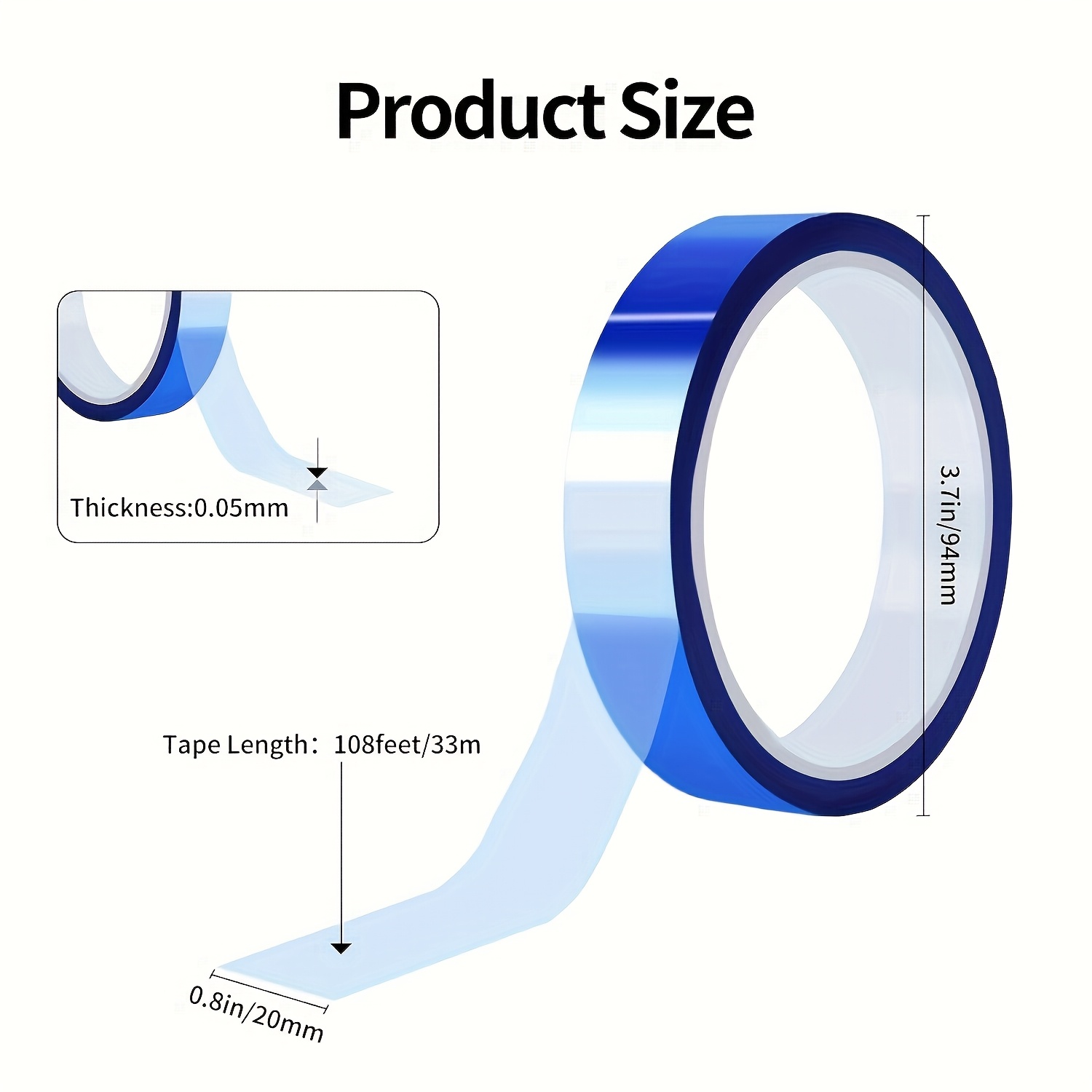 E-shop GDGDSY Hochtemperatur-Wärmeübertragungsband, 20mm x 33m - Keine Rückstände, Wasserdichtes Blaues Klebeband für Sublimation, Blankoarbeiten,