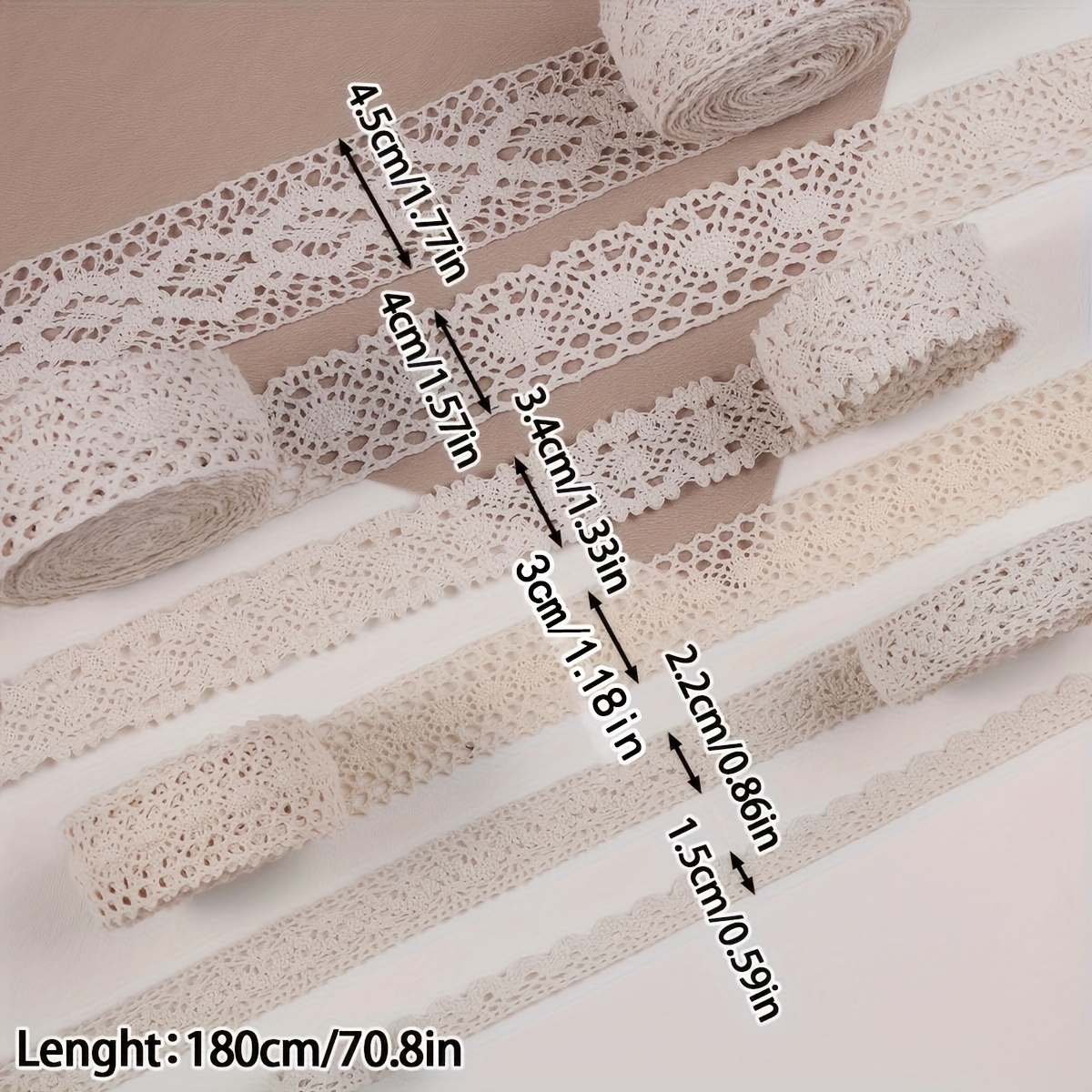 Image of 6pcs Vintage Satin Ribbon Decorations, Polyester Lace For Bouquet Packaging, Gift Wrapping, Wedding Decorations, Sewing Additions, Christmas, Halloween Christmas, Halloween