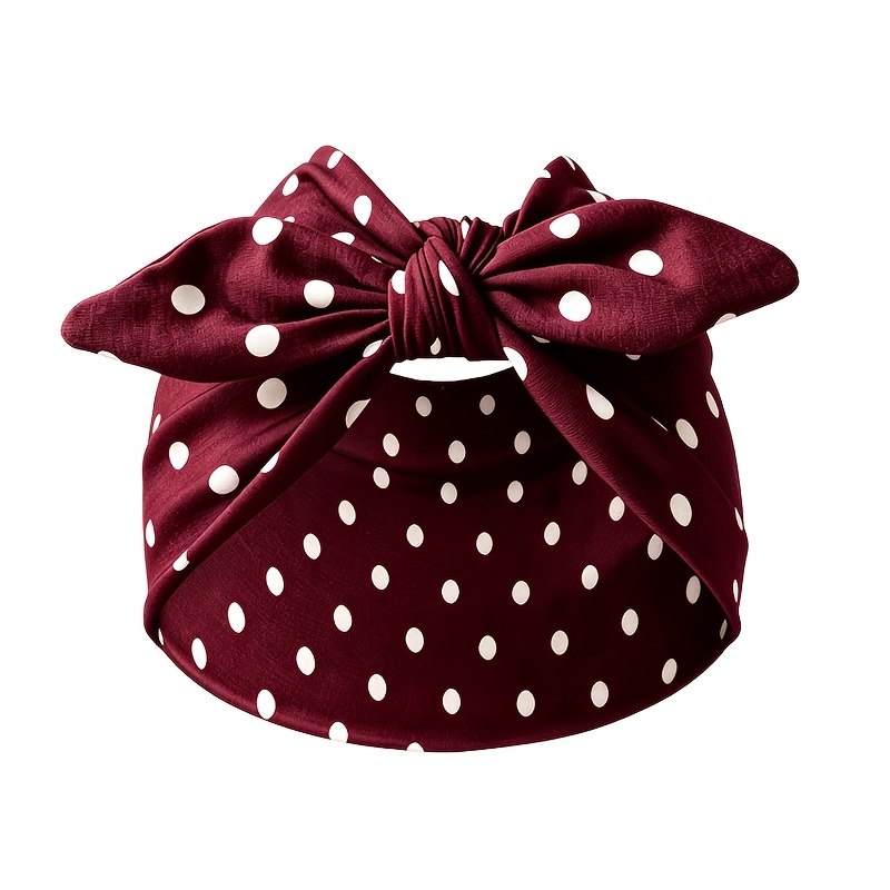 TEMU 1/4pcs Women's Non-slip Headband, Fashionable Ears Polka Dot Print Wide Elastic Hairband | Soft, Breathable, Stretchy Headband, Suitable For