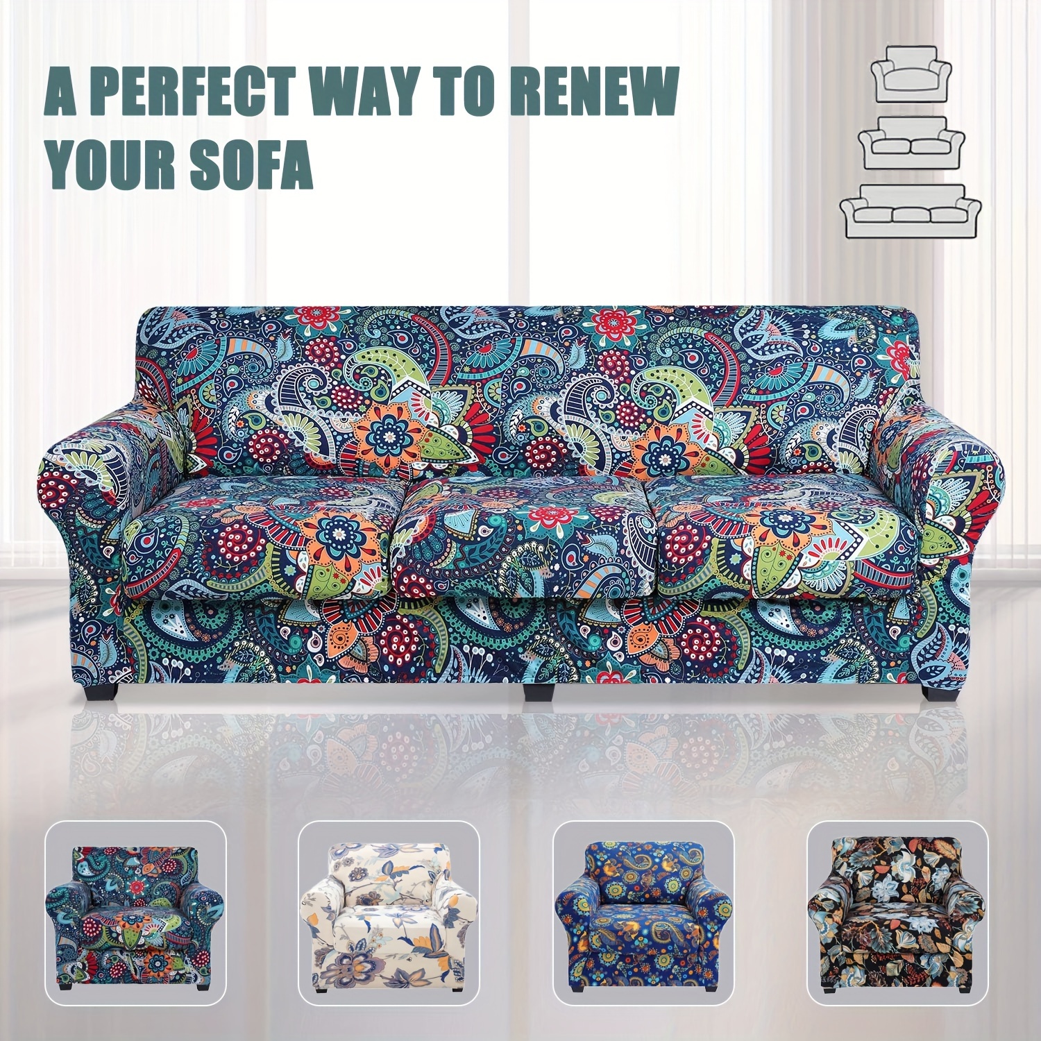 printed sofa slipcover seat cushion cover washable couch Temu