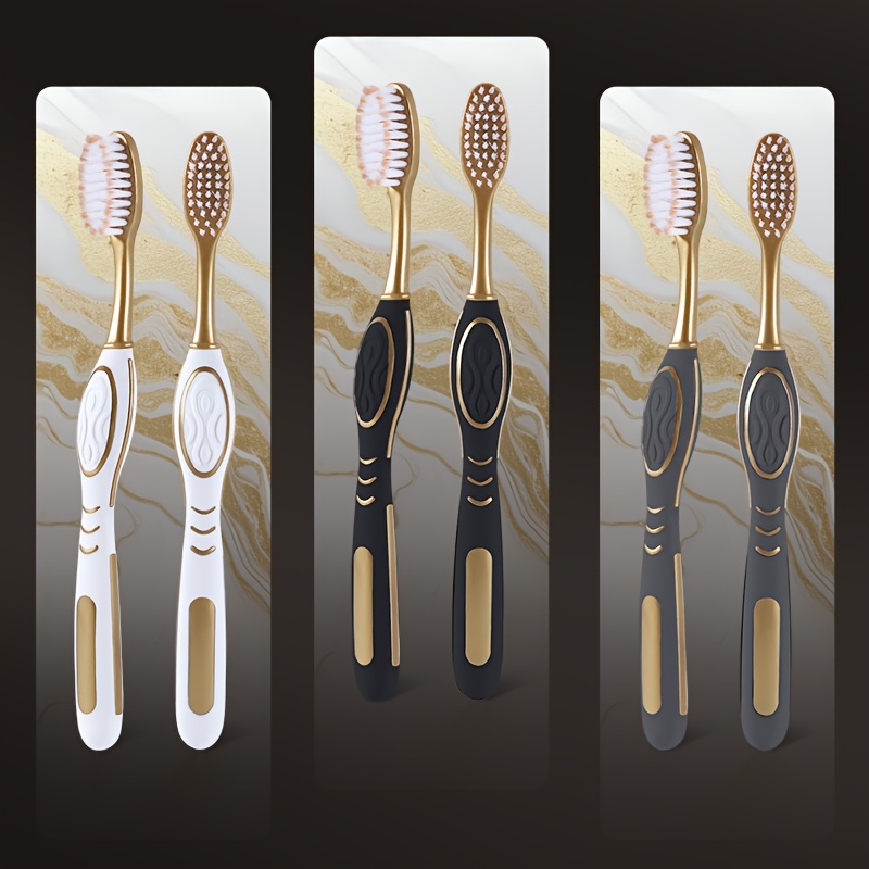 Luxurious Platinum Spherical Non-slip Handle Large Brush Head Efficient Cleaning Household Adult Portable Toothbrush [6-pcs Gift Boxes]
