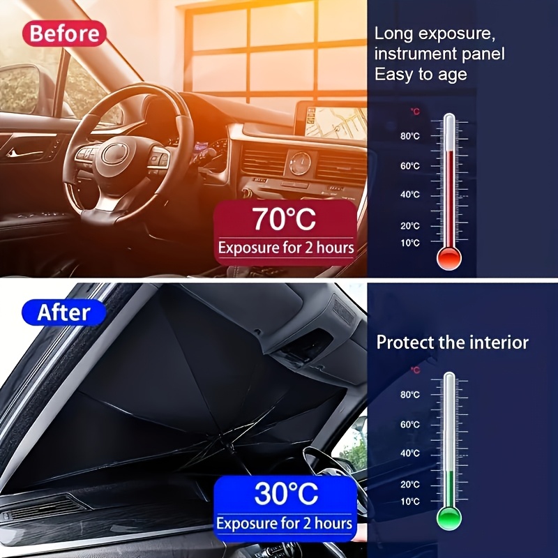 car windshield sunshade universal car windshield upgrade sun umbrella   and foldable for storage suitable for cars suvs and trucks heat resistant sunshade protector essential sunshade for summer cars Product details 3