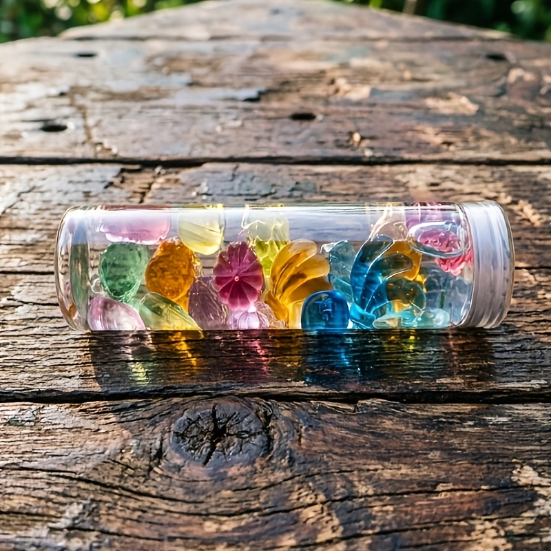 Multi-Coloured Reusable Clear Transparent Sensory Bottles with Round Cap Lids