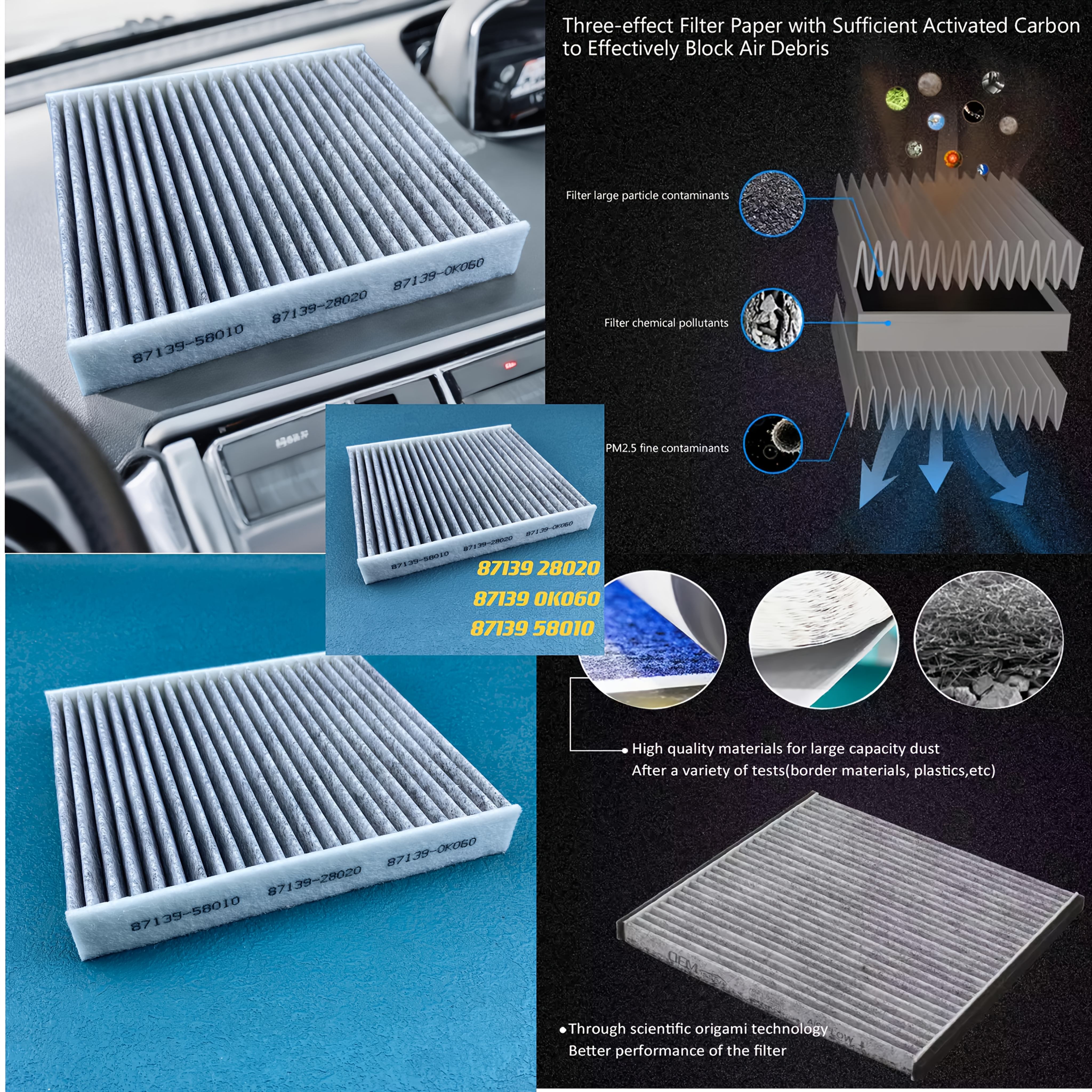TEMU Activated Carbon Cabin Air Filter For Camry, Corolla, Rav4, Highlander, Prius, Sienna, & For Es, Rx, Nx - Compatible With 87139-58010