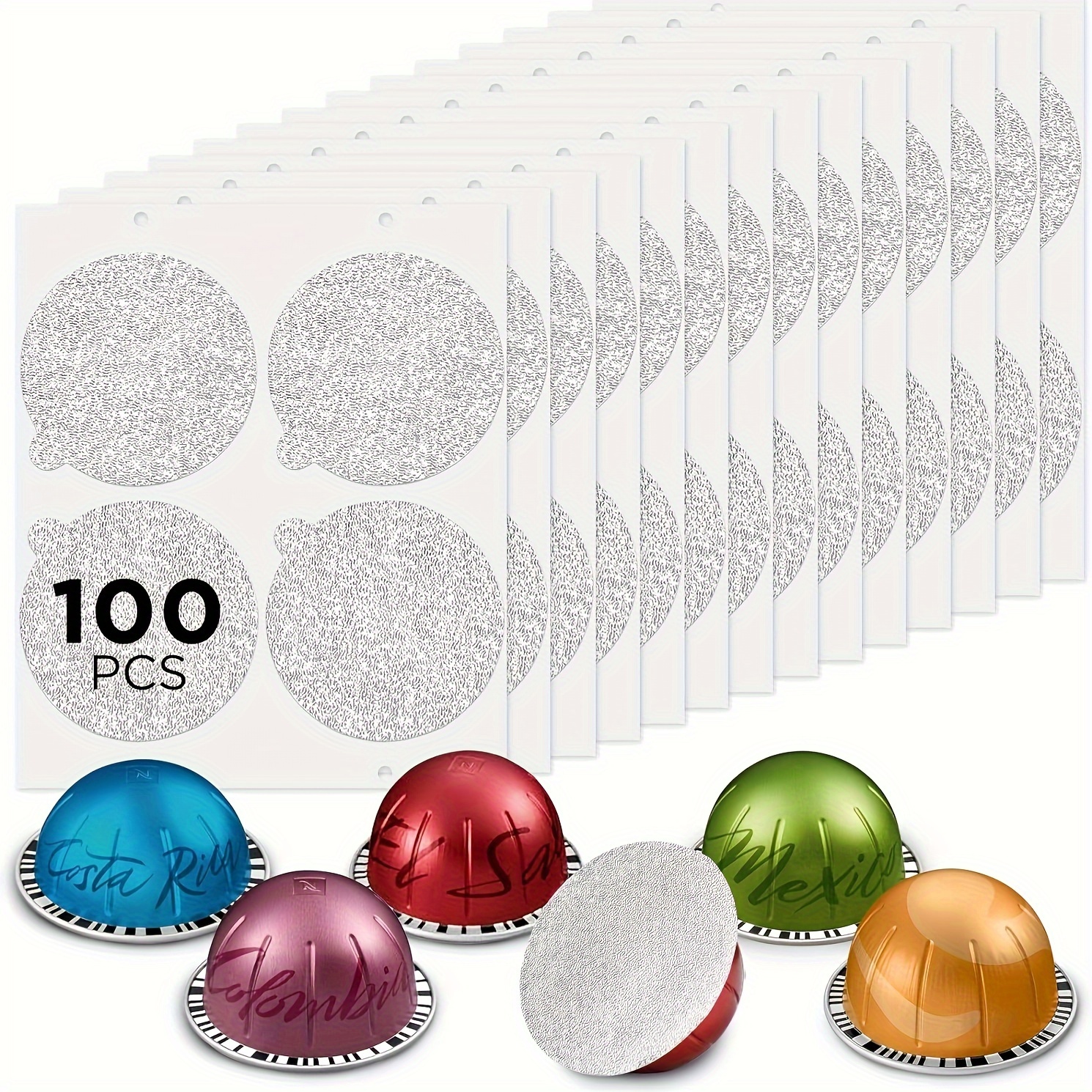 

[ ] 100pcs Aluminum For Vertuoline - Reusable & Compatible Refillable Capsules, 64mm