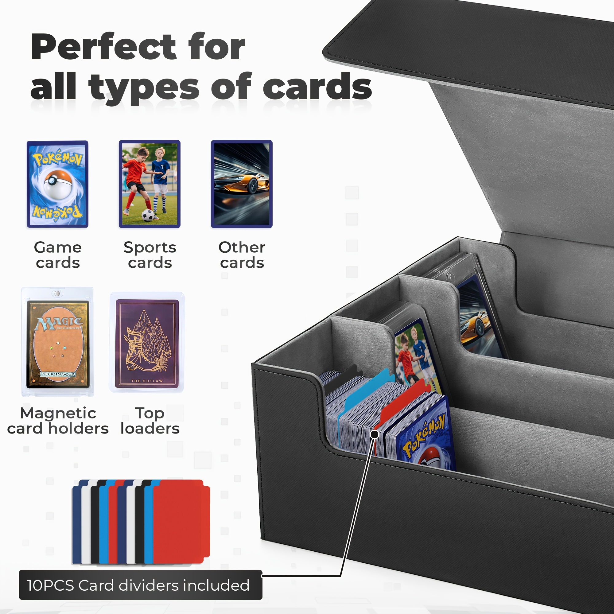 

Card Deck Case For Trading Cards 1800+, Magnetic Card Holder Storage Box, Card Deck Storage Box, Toploader Storage Box, Card Storage Box Fit For Yugioh, Mtg, Tcg, Baseball Cards, Sport Cards
