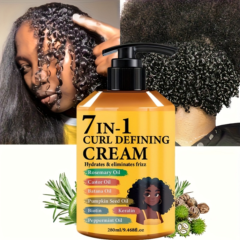 TEMU Upgraded New Arrival 7-in-1 Hair Curling Cream With Moroccan Argan Oil, 280ml*1 Bottle - Fluffy, Long-lasting Hold, Moisturizing, Suitable For