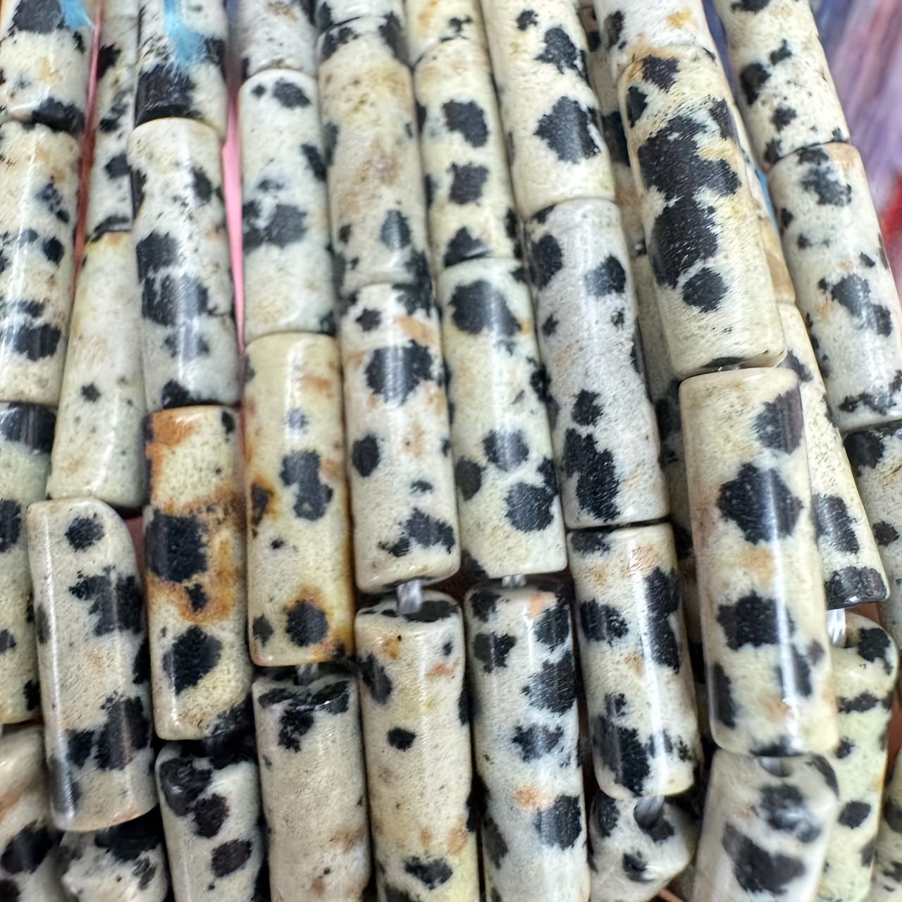 4X13Mm Natural Spotted Rectangular Straight Tubes Loose Beads