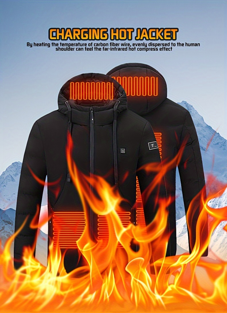 fever rechargeable heated hoodie vest for men women 3 heat levels 9 zones lightweight polyester jacket for outdoor activities battery not included   apparel hooded jacket polyester vest Product details 0
