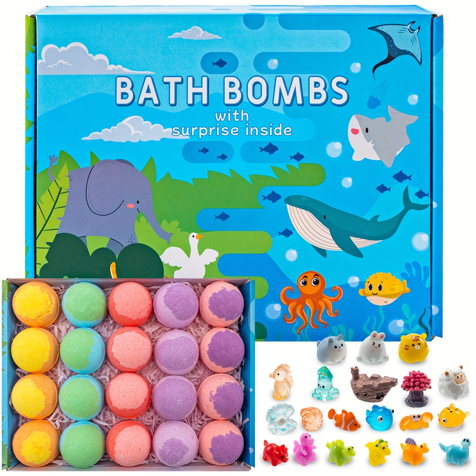 TEMU 20pcs With - Colorful Animal & Ocean Theme, Lavender Scent, Educational Toys For , Birthday & Easter Gifts For, Bath Toys, Design,