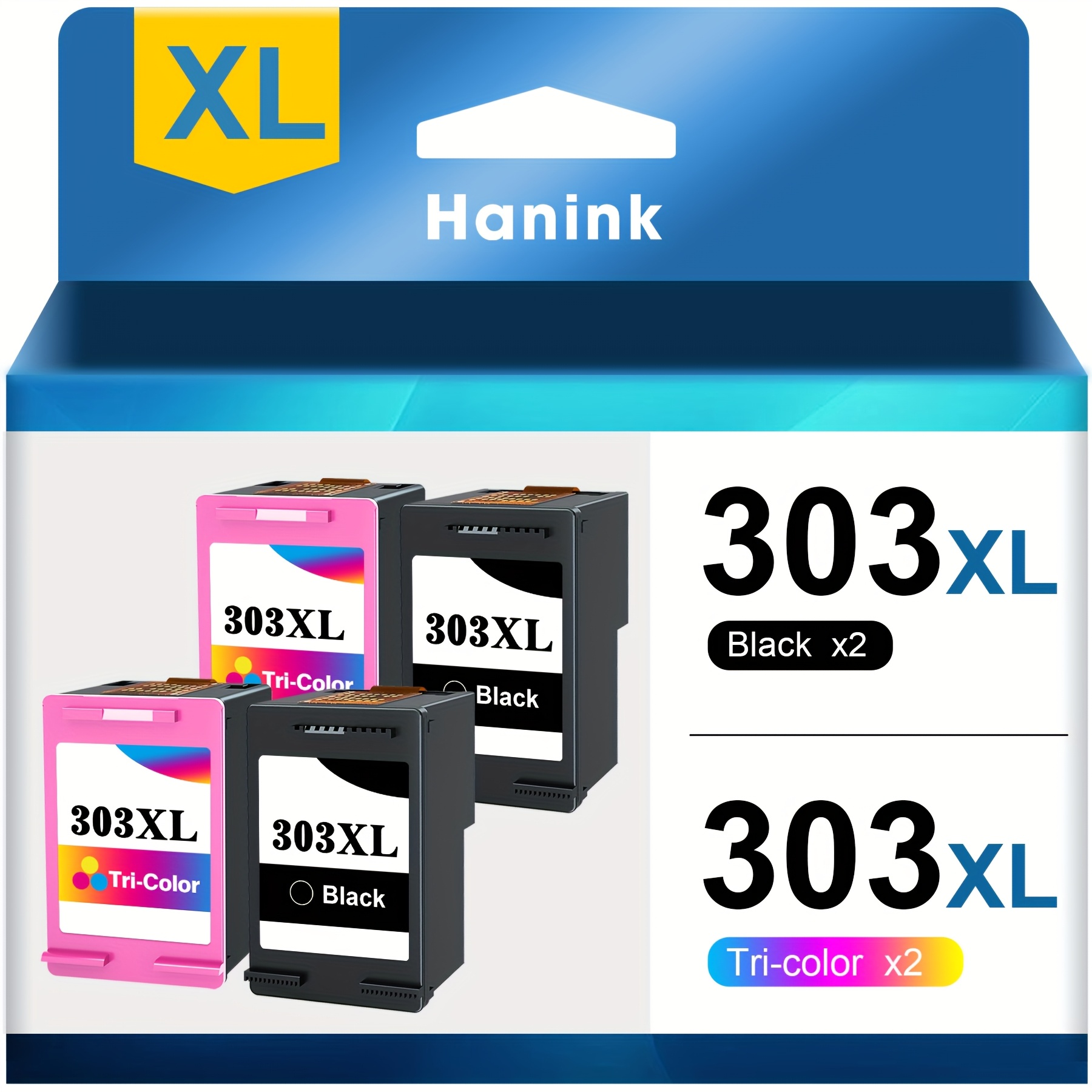 Image of 303xl Ink Cartridges For 303xl Black & Tri-color High- Works With For 7220e 7224e 7920e 7924e Photo 6220 6230 6232 6234 7130 7234 7830 X Multipack