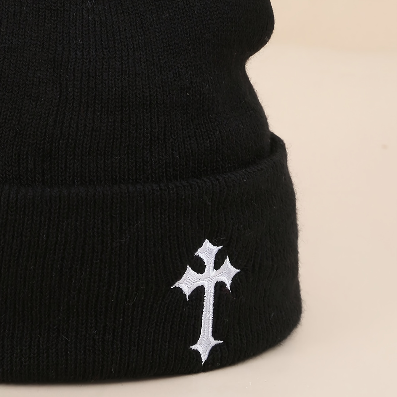 embroidered dark beanie autumn winter thickened cap unisex - Temu
