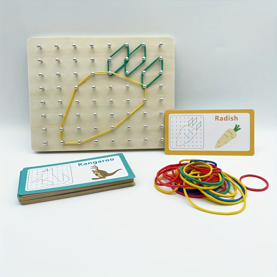 

Creative Wooden Geometric Pegboard - Educational Math & Shape Puzzle Toy For , Colors