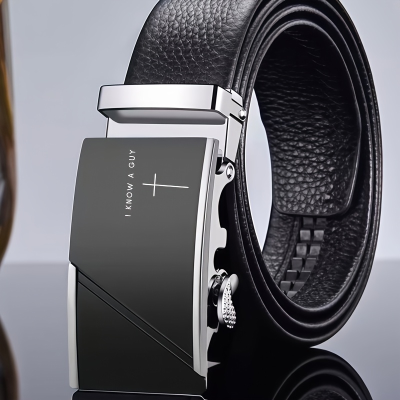 Christian Pattern Men's Automatic Buckle Belt, Quick Adjustment