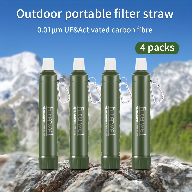 

2/4pcs, Personal Water Filter Straw, Mini Water Purifier, Survival Gear For Hiking, Camping, Travel And Emergency Preparedness