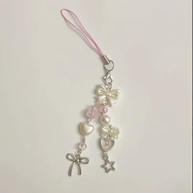 TEMU Handcrafted Jewelry Featuring A Pink Coquette Bow Phone Charm
