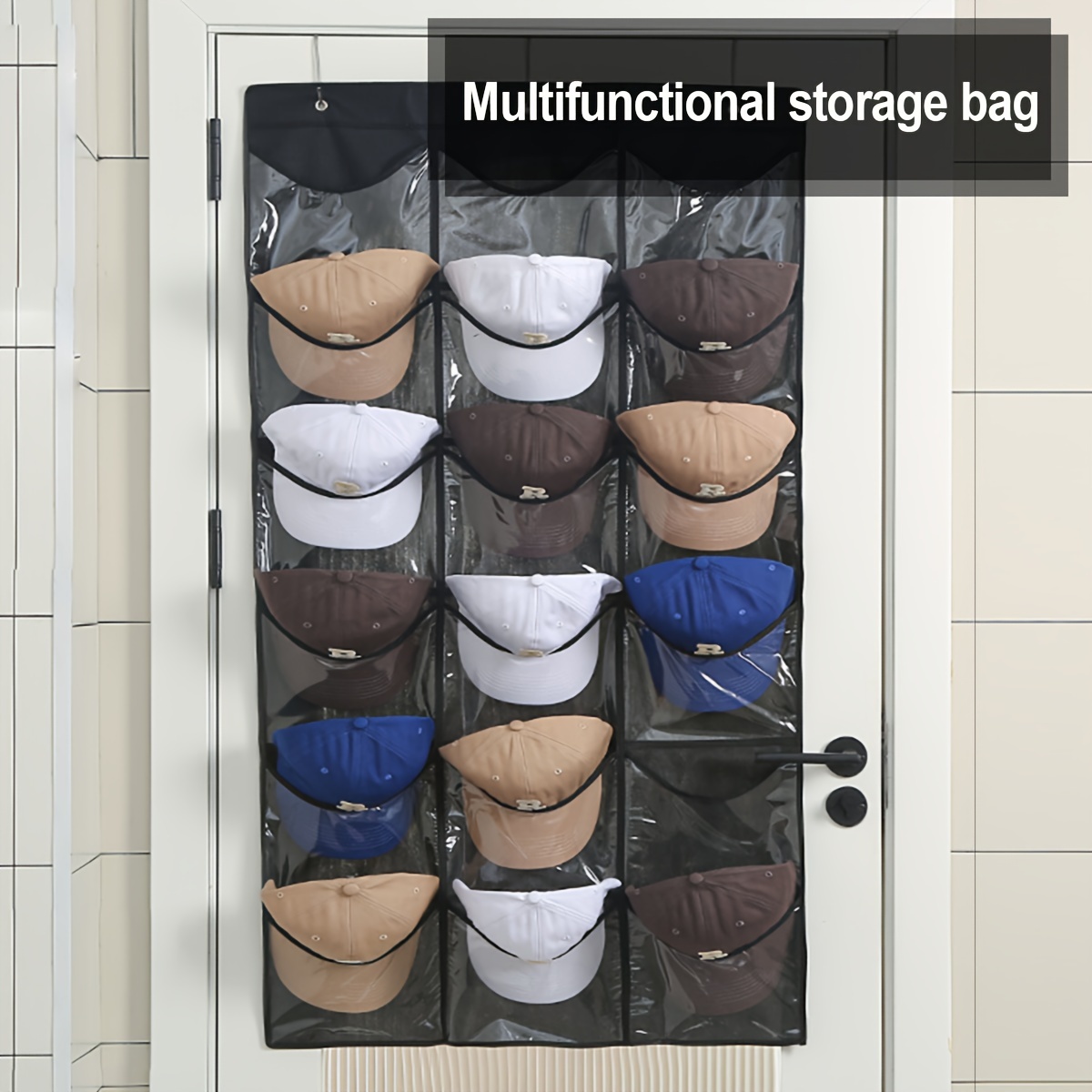 1pc behind the door storage bag household baseball cap thickened storage bag multi layer lattice hanging storage bag christmas halloween gift details 5