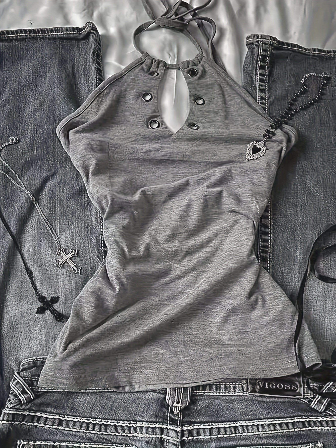 women's y2k retro tank top sleeveless v neck grommets solid Temu