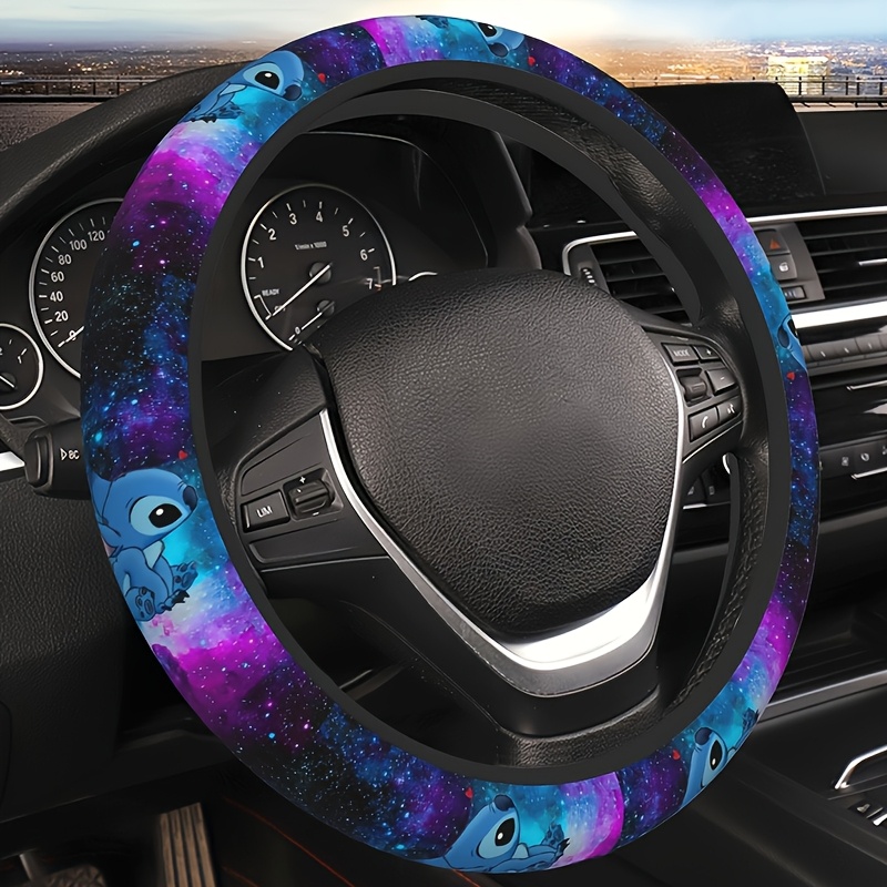 

Disney Stitch Themed Steering Wheel Cover Gm 15-inch Auto Accessories Trim Non-slip Protective Cover For Cars, Trucks And Suvs