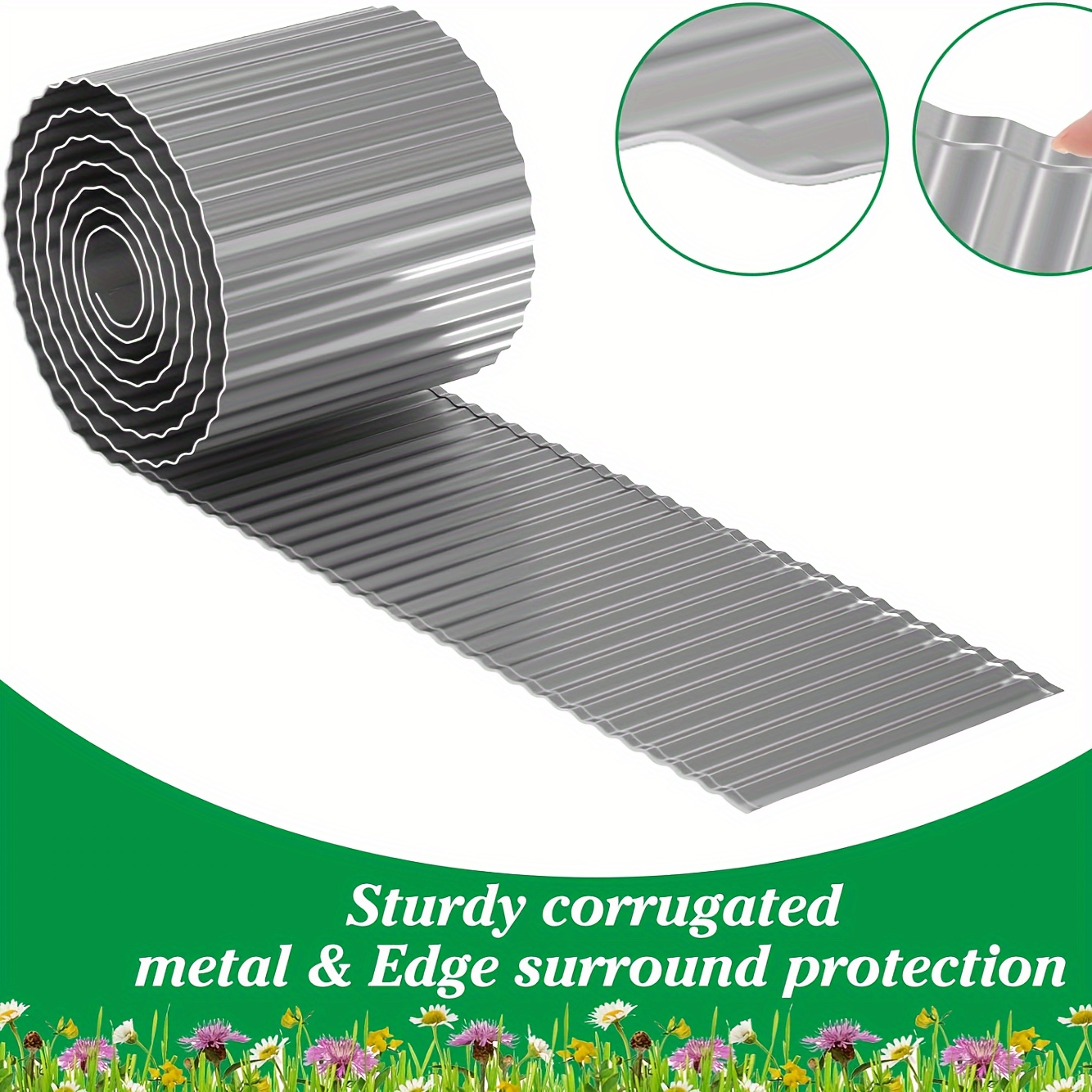 

Metal Landscape Garden Edging Border, 6 Inch X 20 Ft Corrugated Metal Edging For Diy Flower Bed Edging Tree Fence Yard Pathway, Sturdy Steel Lawn Edging For Landscaping