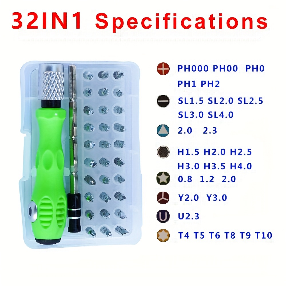 32-in-1 Multifunctional Screwdriver Set | Easily Repair Phones, Computers, Toys, And Small Appliances | Compact And Portable Design For | Complete Bits, Durable And Effort-