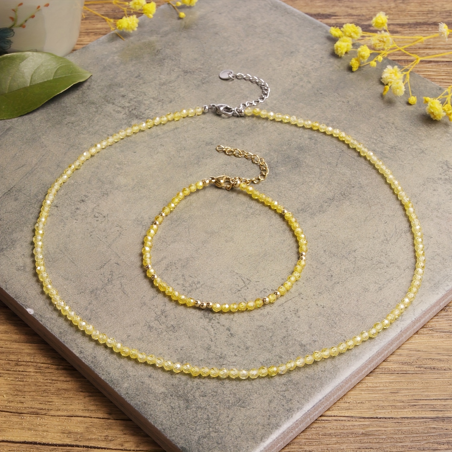 E-shop 2-teiliges Unisex Minimalistisches Bohemian Schmuckset | Natürlicher Verstellbare Halskette & Armband | Stilvoll für tägliche & Partys |