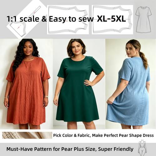 xl-5xl meerdere maten 1:1 nauwkeurige schaal jurk naai , exclusief voor europese en amerikaanse grote maten, geschikt voor peervormige vormen, gemakkelijk te naai, eén voor meerdere stijlen, aanpasbaar voor diverse gelegenheden, hoogwaardige diy kleding blauwdruk quilten sjabloon