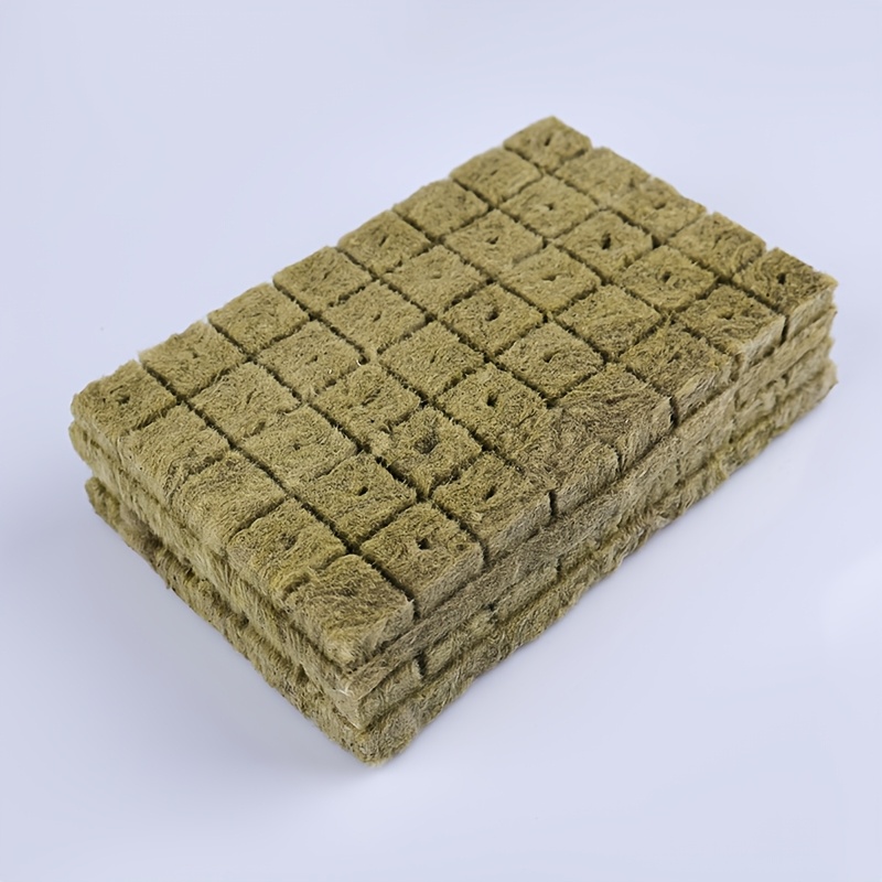 TEMU 80 blocs de carrés en laine de roche, cubes de pépinière hydroponique prédécoupés de 2 cm, feuille unique de 16x10 cm avec trou de plantation