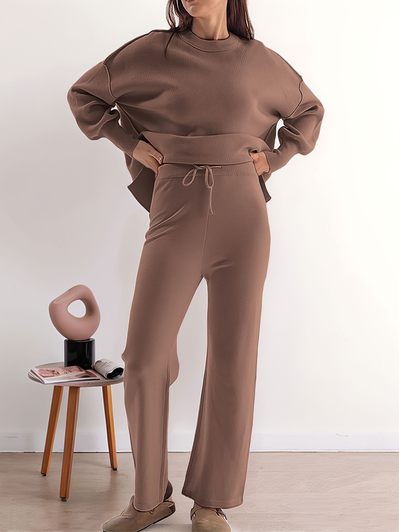 Tenue Tennis Femme Ensemble 2 Pièces Femme WIHOLL été - Pantalon Large - Tenue Décontractée Voyage Haut Manches Courtes