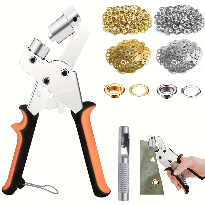 TEMU 200pcs 10mm Eyelet Punch Set - Complete With Rings For Diy Tarpaulin, Faux Leather & Waterproof , Sewing & Crafting Essentials