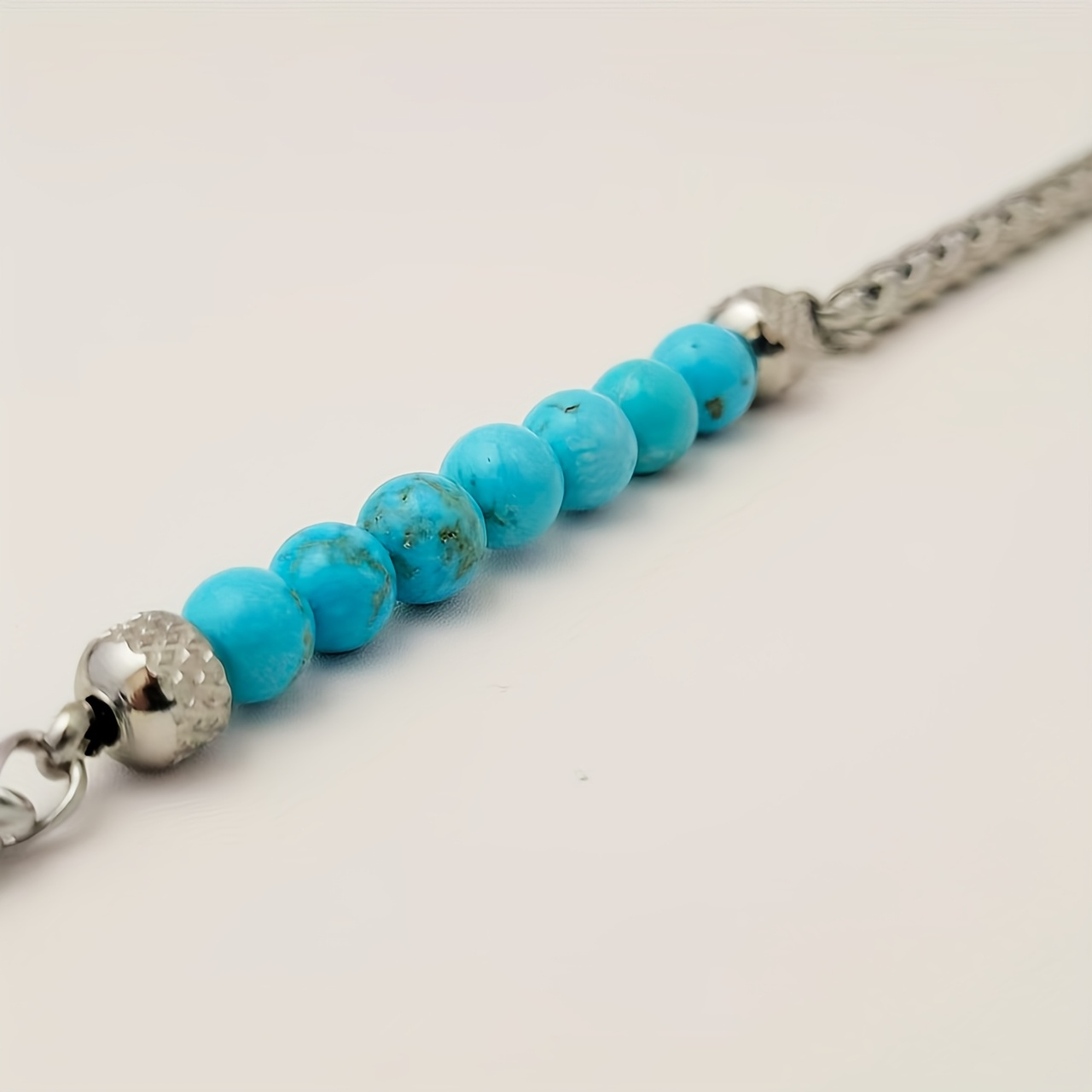 Vintage Style Adjustable Titanium Steel Dragon Bone Chain Bracelet with Synthetic Turquoise Beads