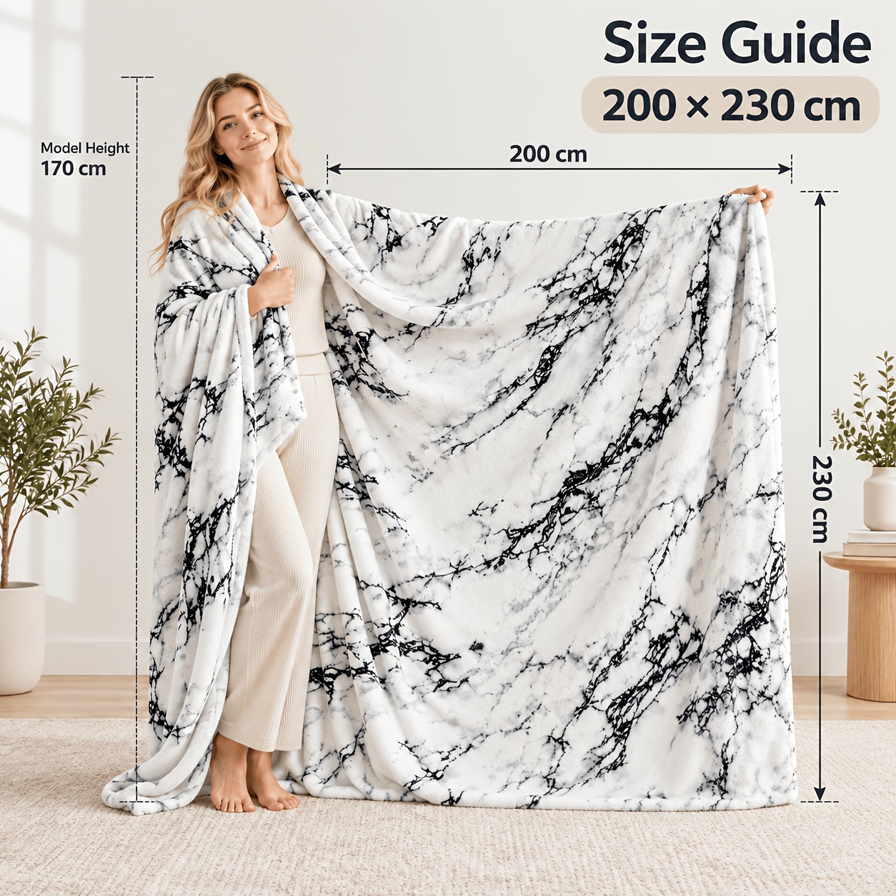 Image of Marble Patterned Blanket 1pc Spring And Summer Decor Living Room Sofa Daily Claim Valentine's Day Mother's To School