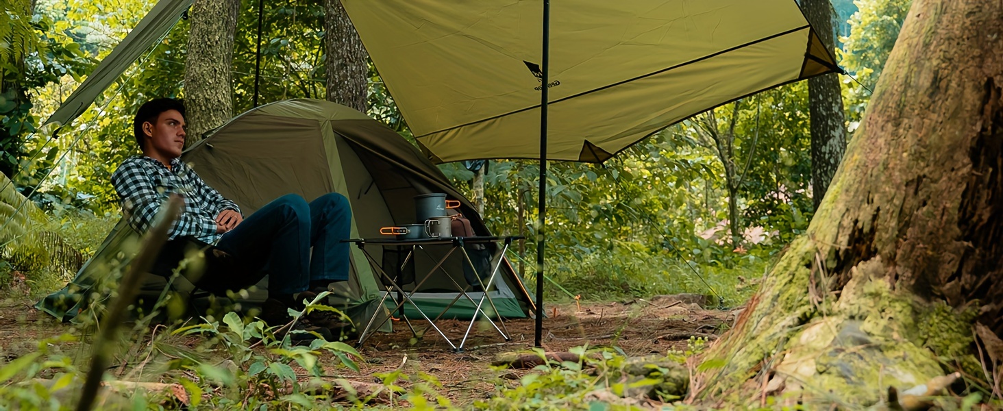 Camping Tarp With Poles, 16x12 Ft Camping Canopy, Waterproof Tent