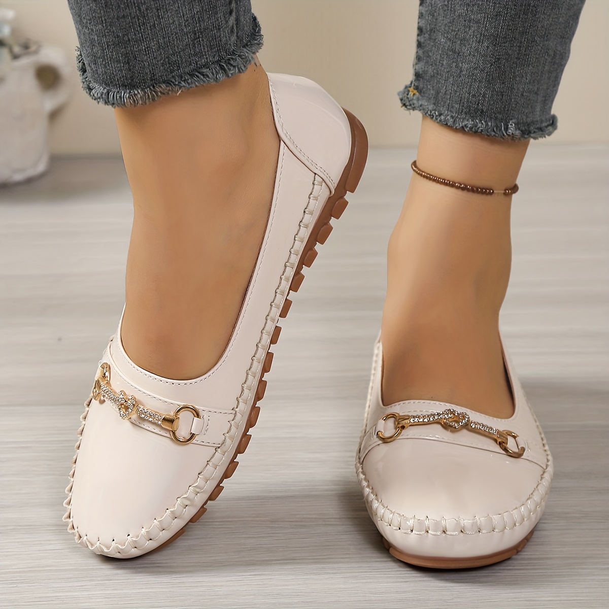 Season Comfortable Versatile Soft Sole Womens Loafers Wide