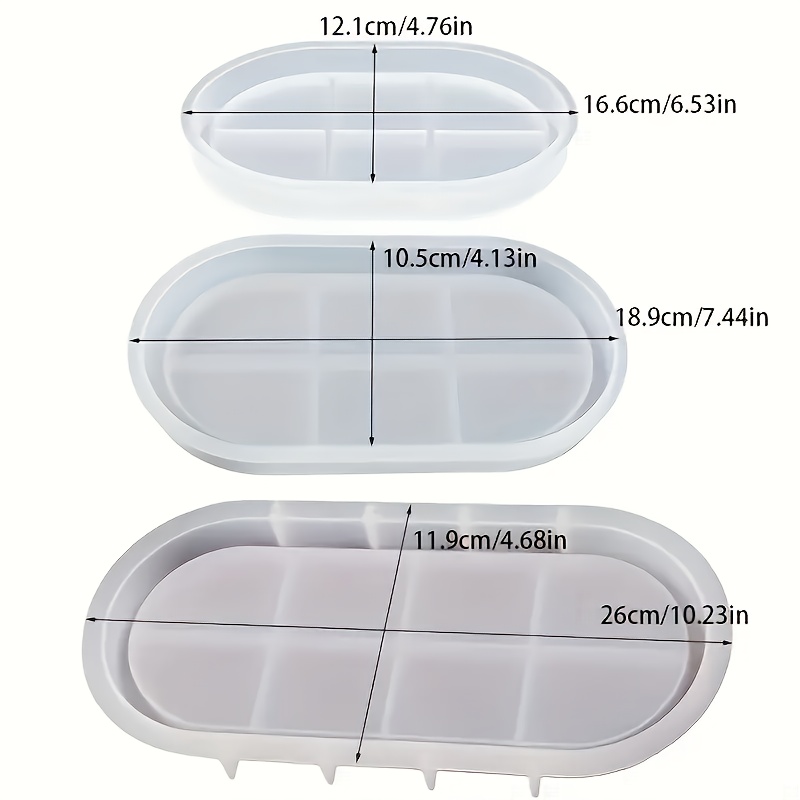 Image of Resin Casting Molds 3pcs Oval Silicone Molds For Concrete, Plaster, Epoxy Resin - Storage Tray Design, Bowls, Ideal For Jewelry And Jewelry Storage Tray Molds